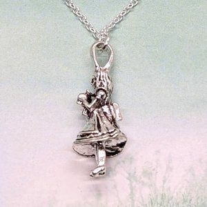 Alice in Wonderland 3D Silver Necklace